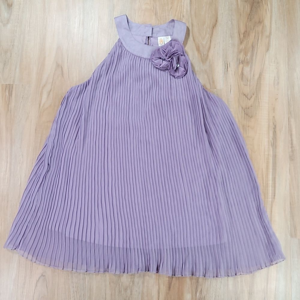 ☔️🩵Anthro Adiva Lavender Pleated High Neck Rosette Sleeveless Top Medium